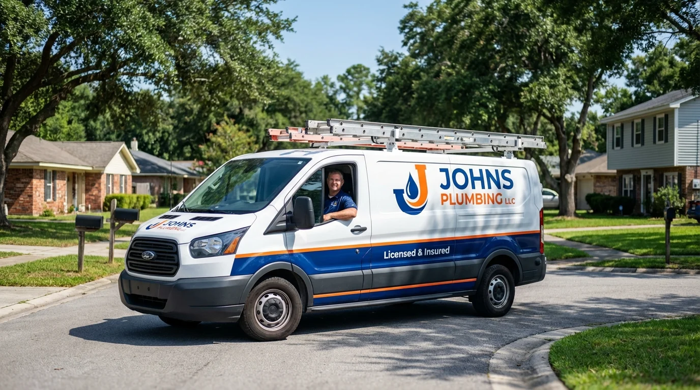 Johns Plumbing LLC service van in Elko New Market, MN