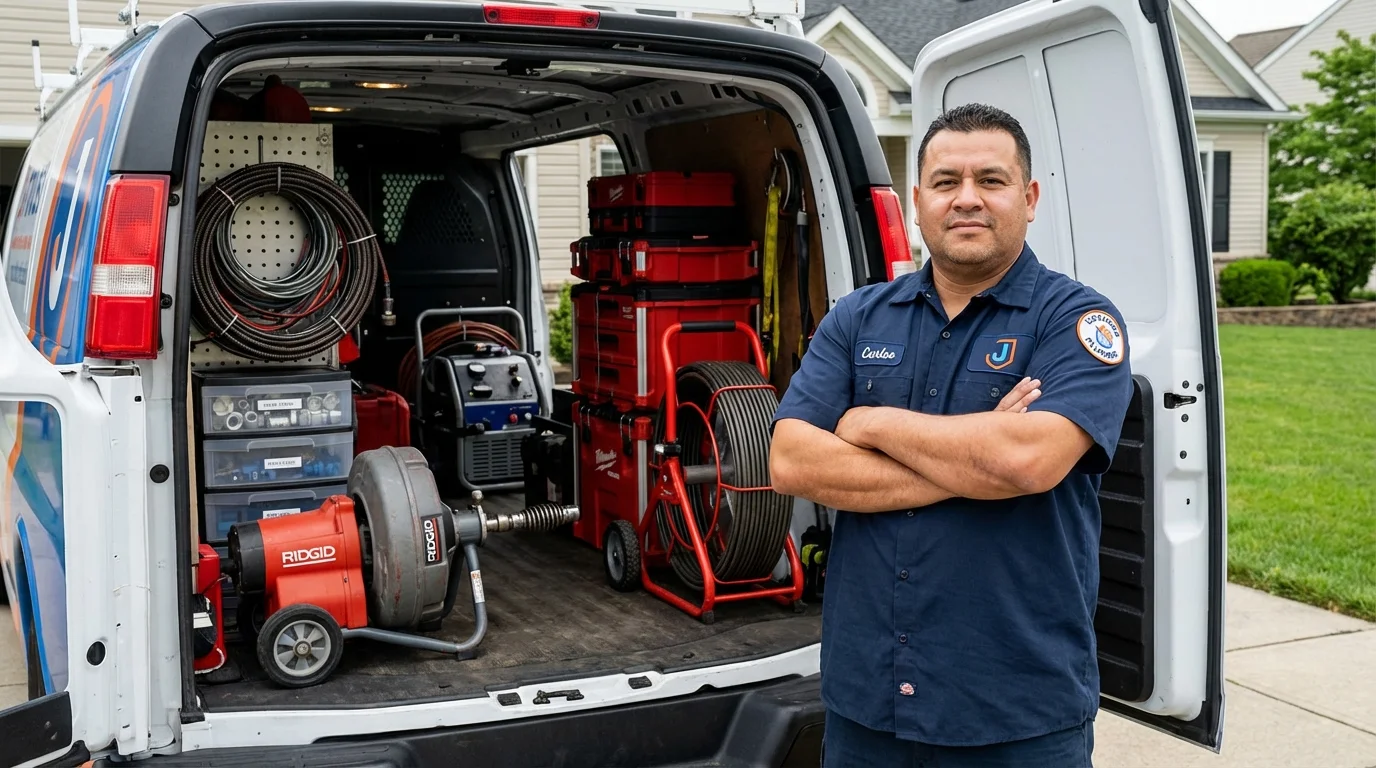 Professional drain cleaning equipment and Johns Plumbing LLC plumber in Elko New Market