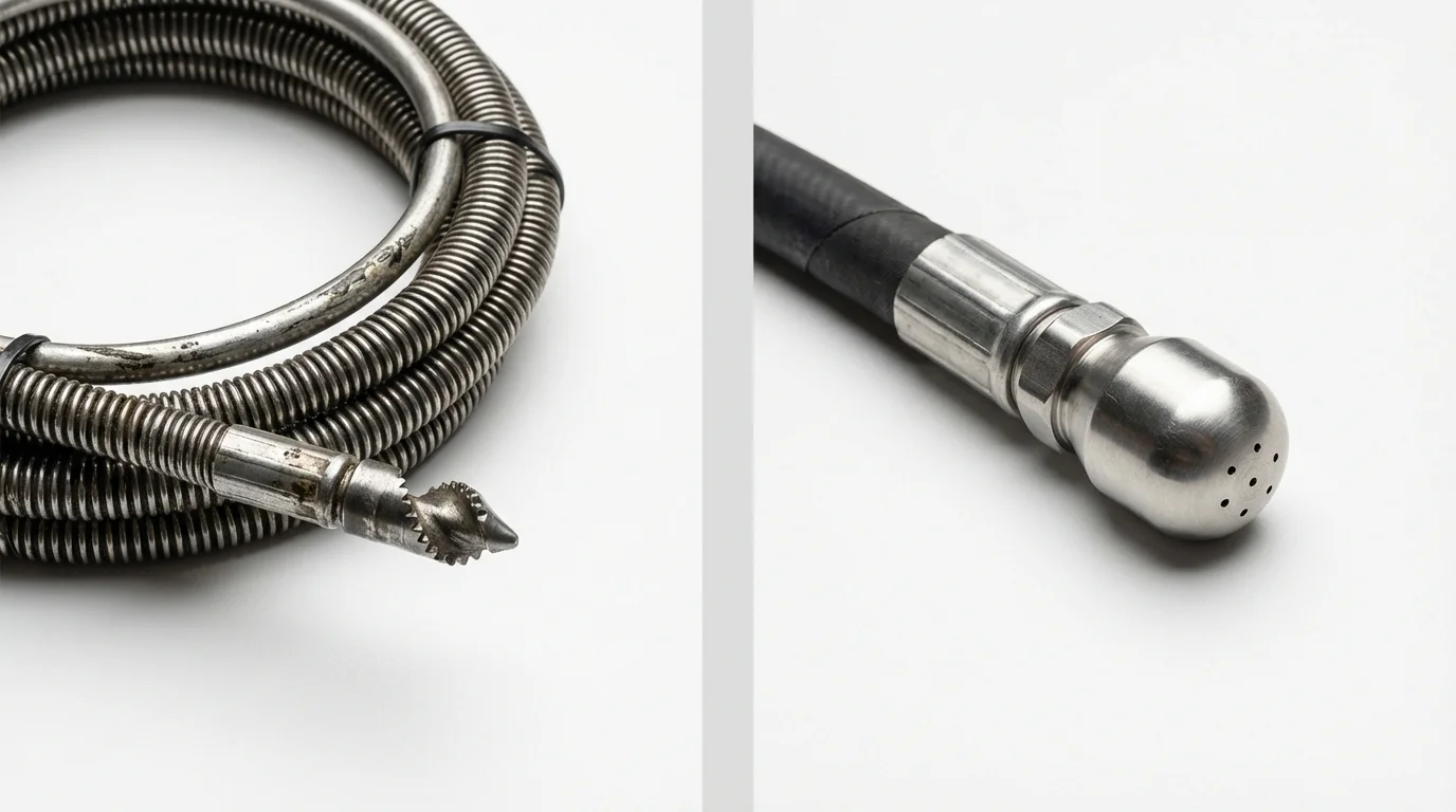Drain snake cable and hydro jetting nozzle used for drain cleaning in Elko New Market, MN