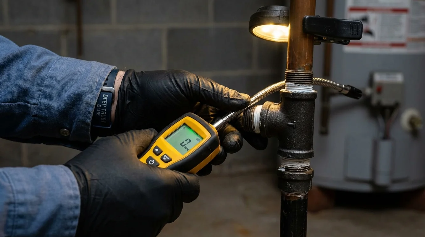 Gas leak detection with electronic sniffer by Johns Plumbing LLC in Elko New Market