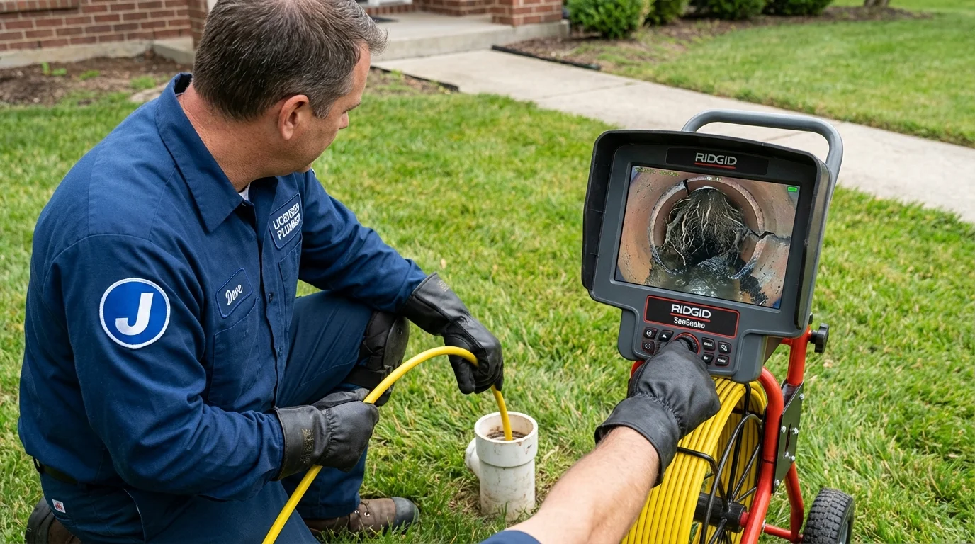 Sewer camera inspection being performed by Johns Plumbing LLC in Elko New Market