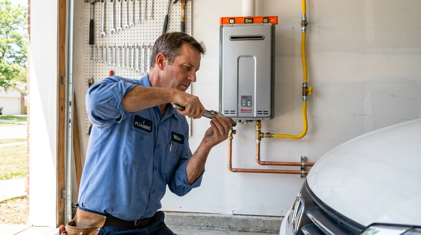 Tankless water heater installation by a Johns Plumbing LLC plumber in Elko New Market